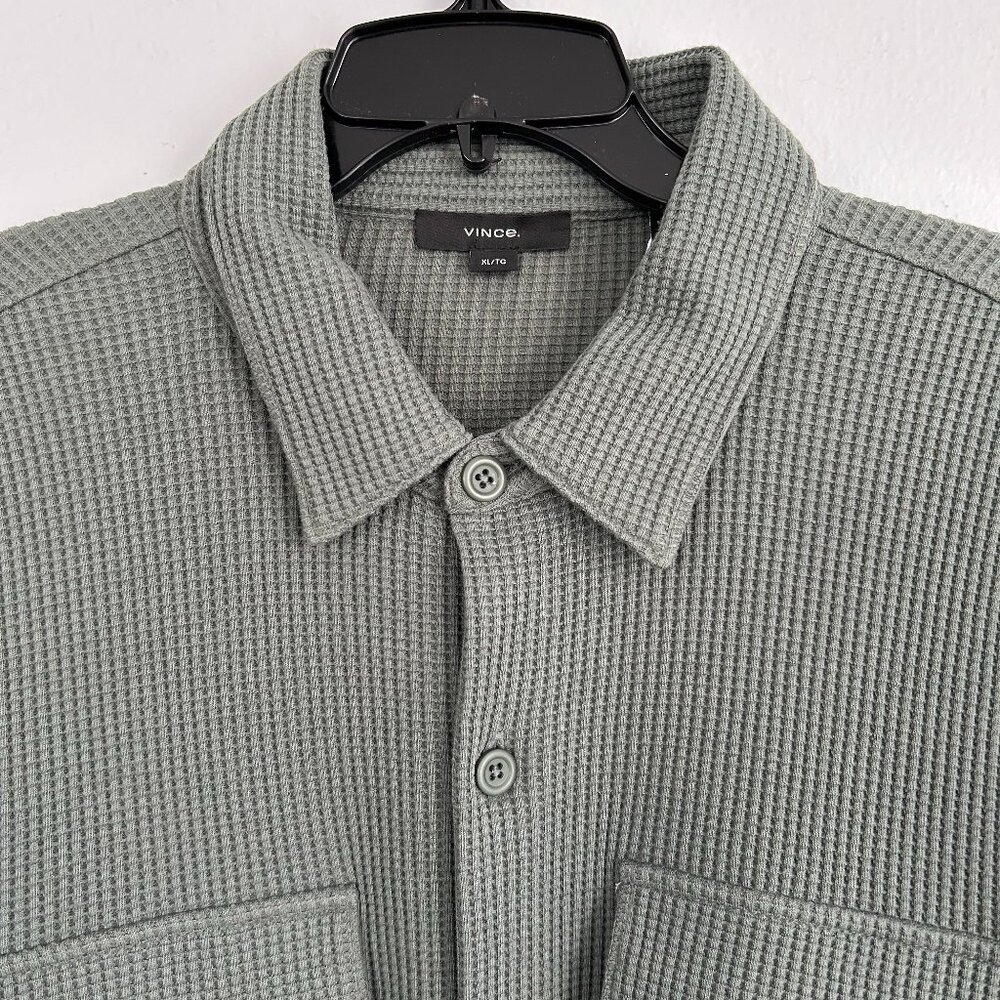 VINCE Chunky Waffle Cotton-Blend Shirt Jacket - Picture 3 of 5